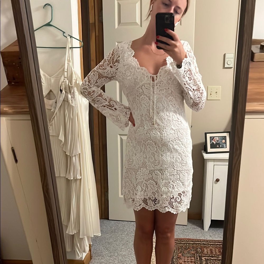 Vintage Juicy Couture-Elegant white Lace Long Sleeve Dress